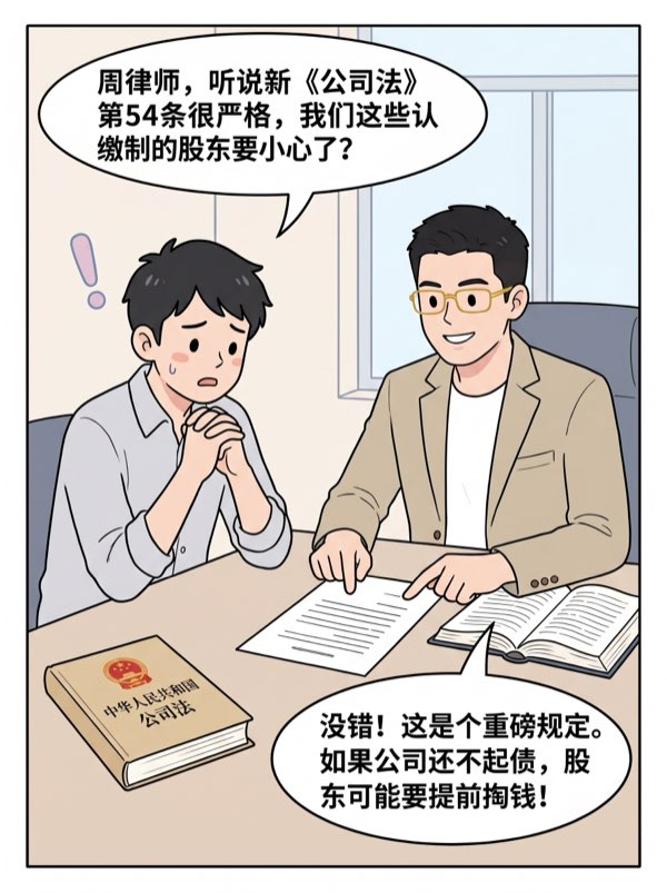 问： 新《公司法》第54条——加速到期，提前出资，让没完成实缴的股东背上债务 - 第1页